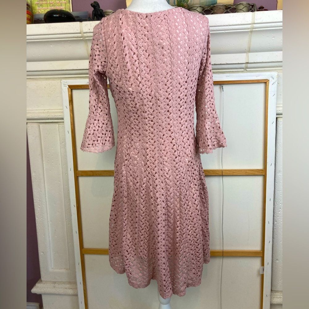 Rabbit Rabbit Rabbit Crochet lined Fit & Flare Dress w/flutter Sleeves - Picture 2 of 10